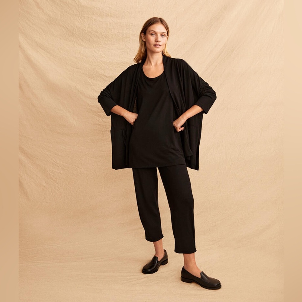 MASAI | COTTON BLEND BOHO BLACK POCKET DOUBLE BUTTON OPEN SLIT CARDIGAN SHACKET
